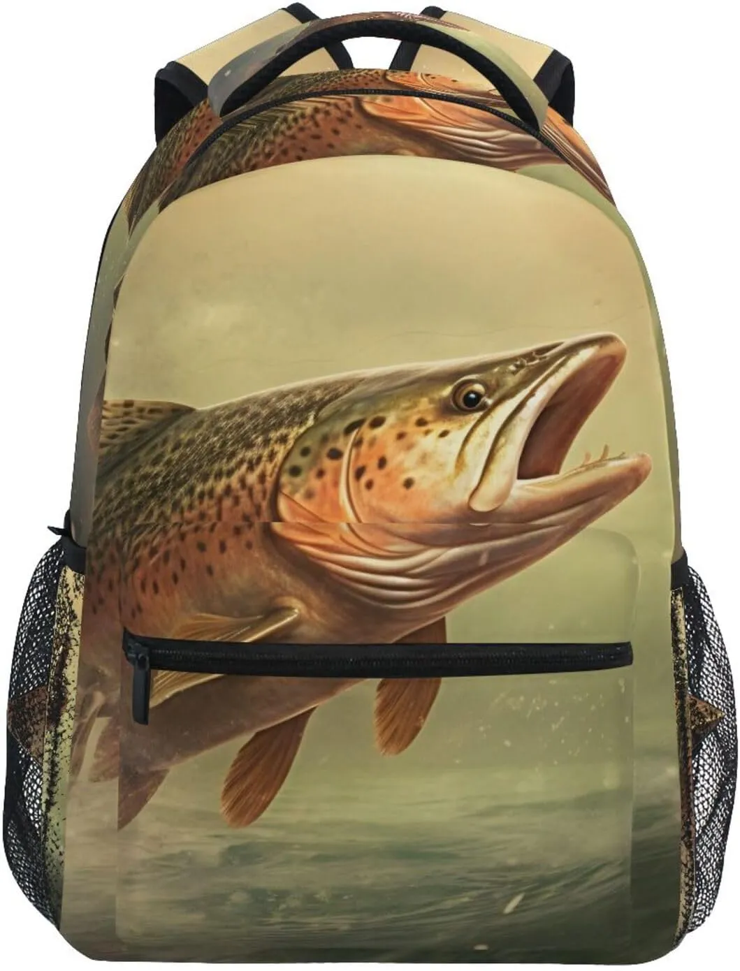 Closeup Trout Orange Backpack Daypack Shoulder Bag Book Bag Lightweight Back Pack 11.4 ×16 In
