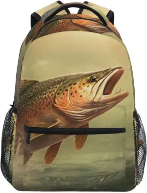 Closeup Trout Orange Backpack Daypack Shoulder Bag Book Bag Lightweight Back Pack 11.4 ×16 In