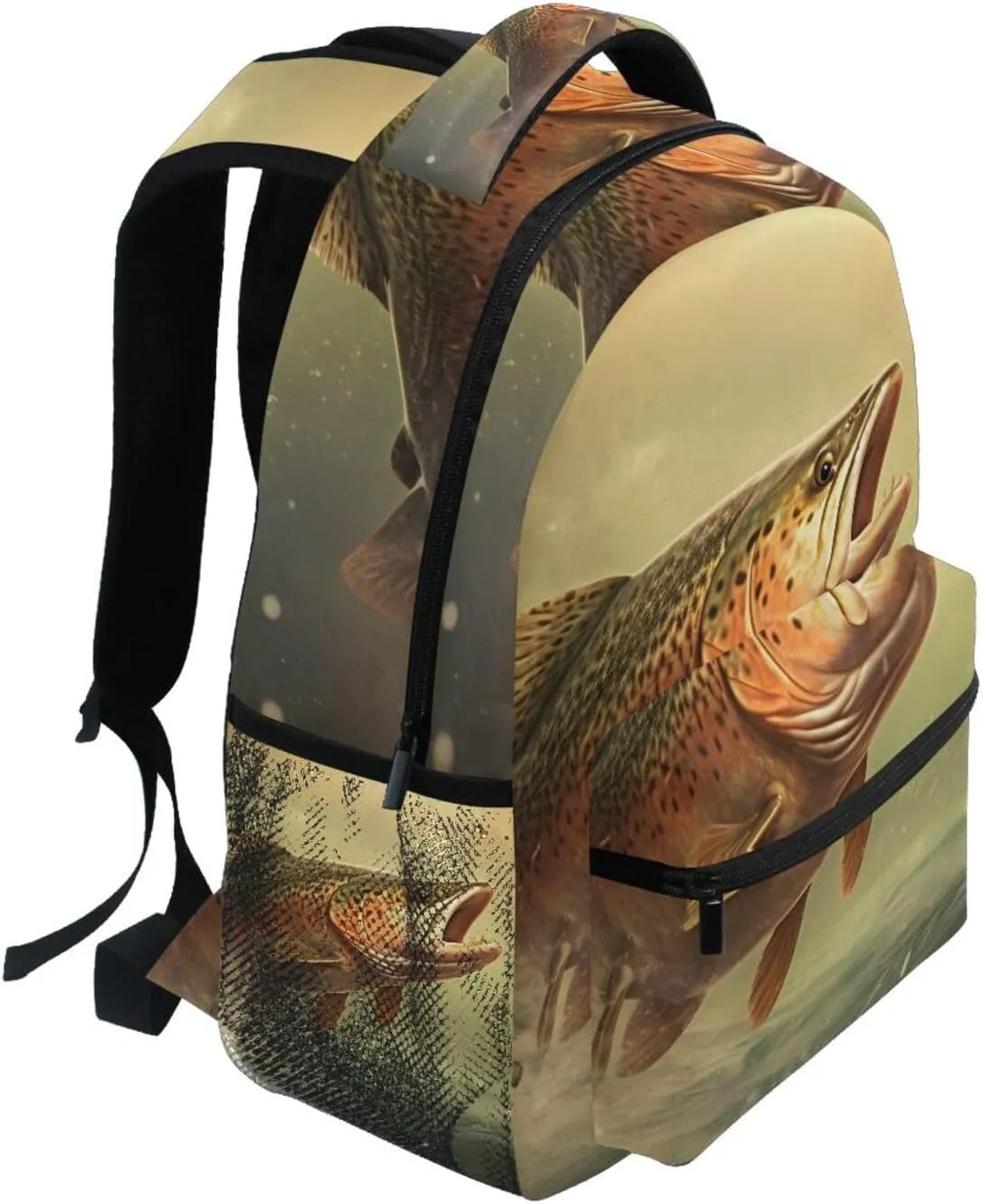 Closeup Trout Orange Backpack Daypack Shoulder Bag Book Bag Lightweight Back Pack 11.4 ×16 In