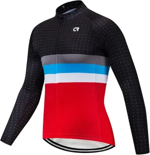Coconut Ropamo CR Long Sleeve Cycling Jersey Mens, 3 1 Zipper Pockets Bicycle Tops Quick Dry Breathable Biking Shirt