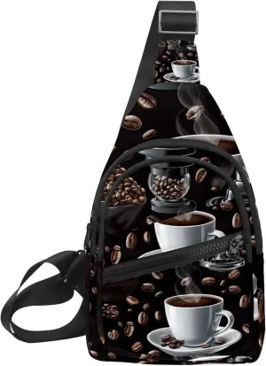 Coffee Beans Sling Bag for Women Travel Shoulder Bag Chest Bag