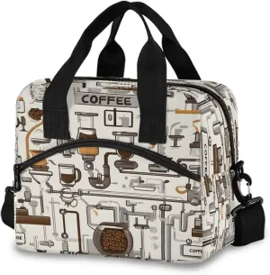Coffee Factory Pattern Lunch Box for Men Women Adults Insulated Lunch Bag Cooler Bag with Adjustable Shoulder Strap for Work Picnic Travel