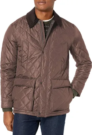 Cole Haan Men's Quilted Nylon Barn Jacket with Corduroy Details
