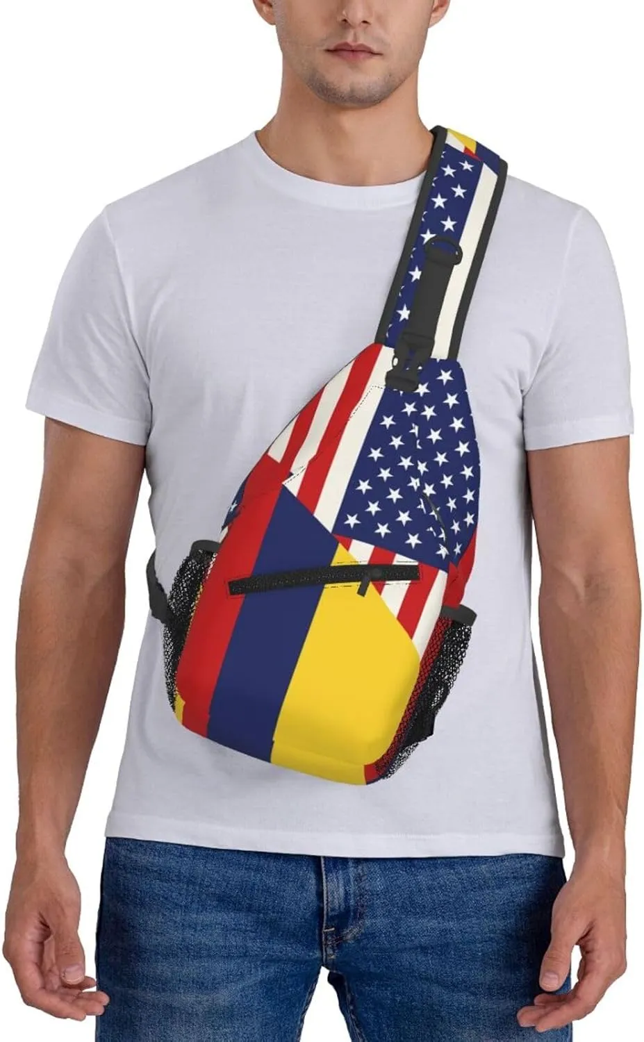 Colombian Colombia American Flag Crossbody Bag Cross Chest Bag Adjustable Sling Backpack Sports Gym Shoulder Bags Travel Cycling Daypack Diagonally Casual Rucksack