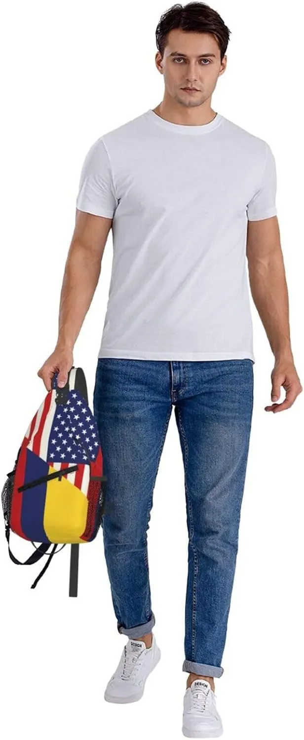 Colombian Colombia American Flag Crossbody Bag Cross Chest Bag Adjustable Sling Backpack Sports Gym Shoulder Bags Travel Cycling Daypack Diagonally Casual Rucksack
