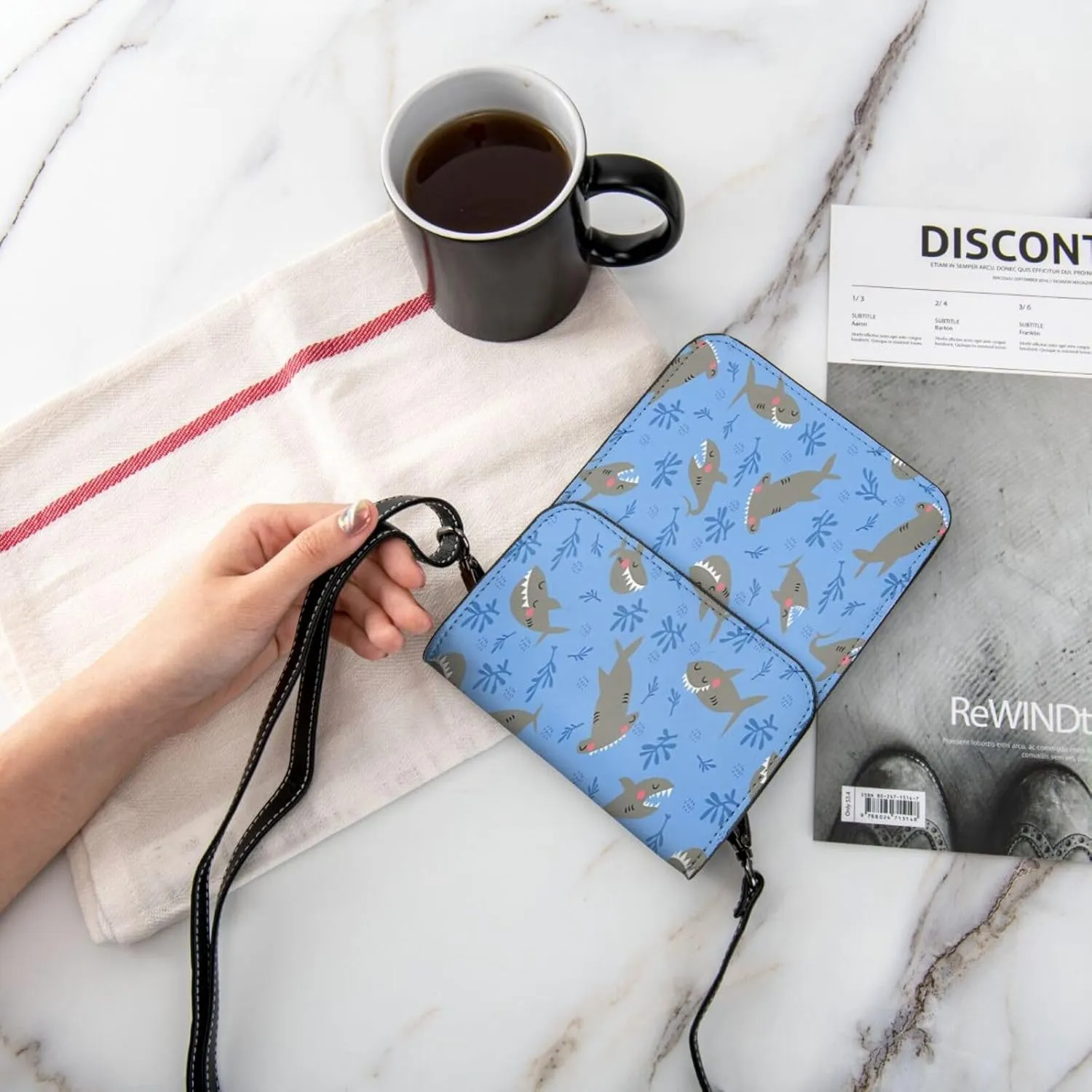 Colorful shark Leather Crossbody Phone Purse for Women Cute Wallet Bags Lightweight Mini Sling Bag