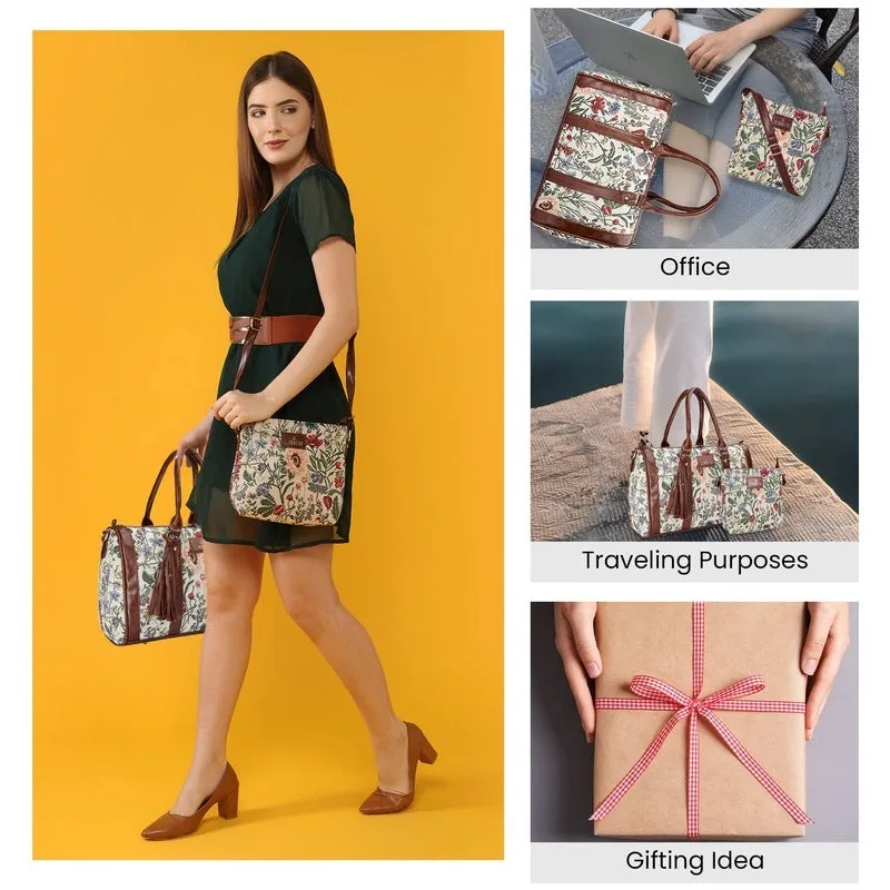 Combo: Premium Tapestry Handbag & Sling Bag | Office & Travel Use | 9.7L | Linda-Lorna Flax