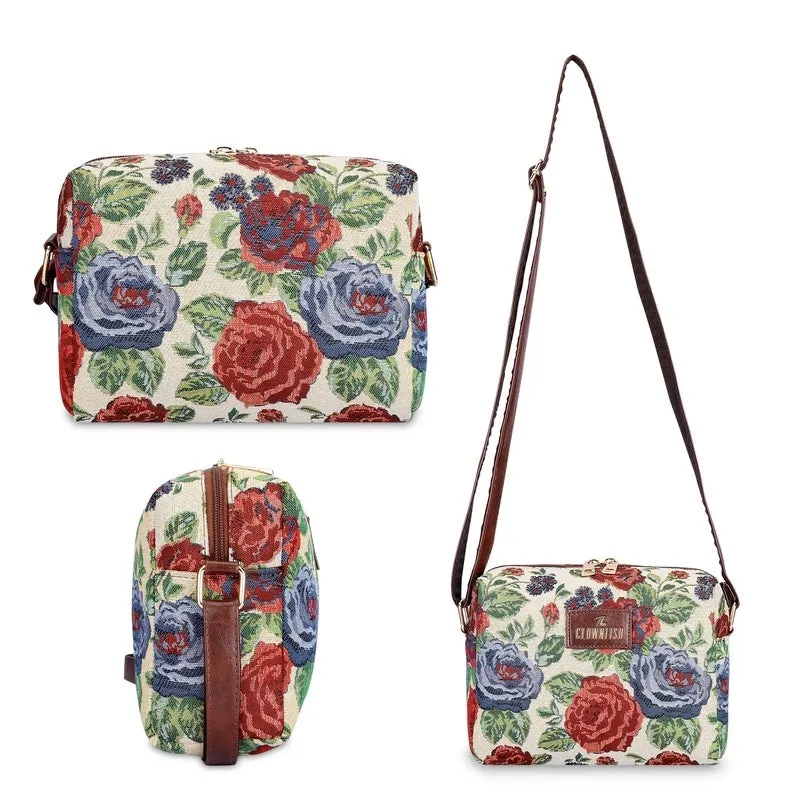 Combo: Sling & Handbag with Adjustable Straps | 20.7L | Red-Floral