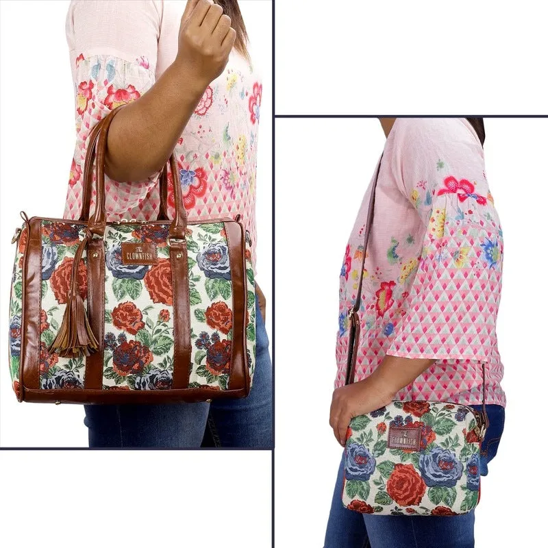 Combo: Sling & Handbag with Adjustable Straps | 20.7L | Red-Floral