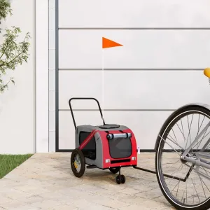 Comfortable and Convenient Pet Bike Trailer for Outdoor Adventures, Durable Fabric and Iron Construction, Red and Black