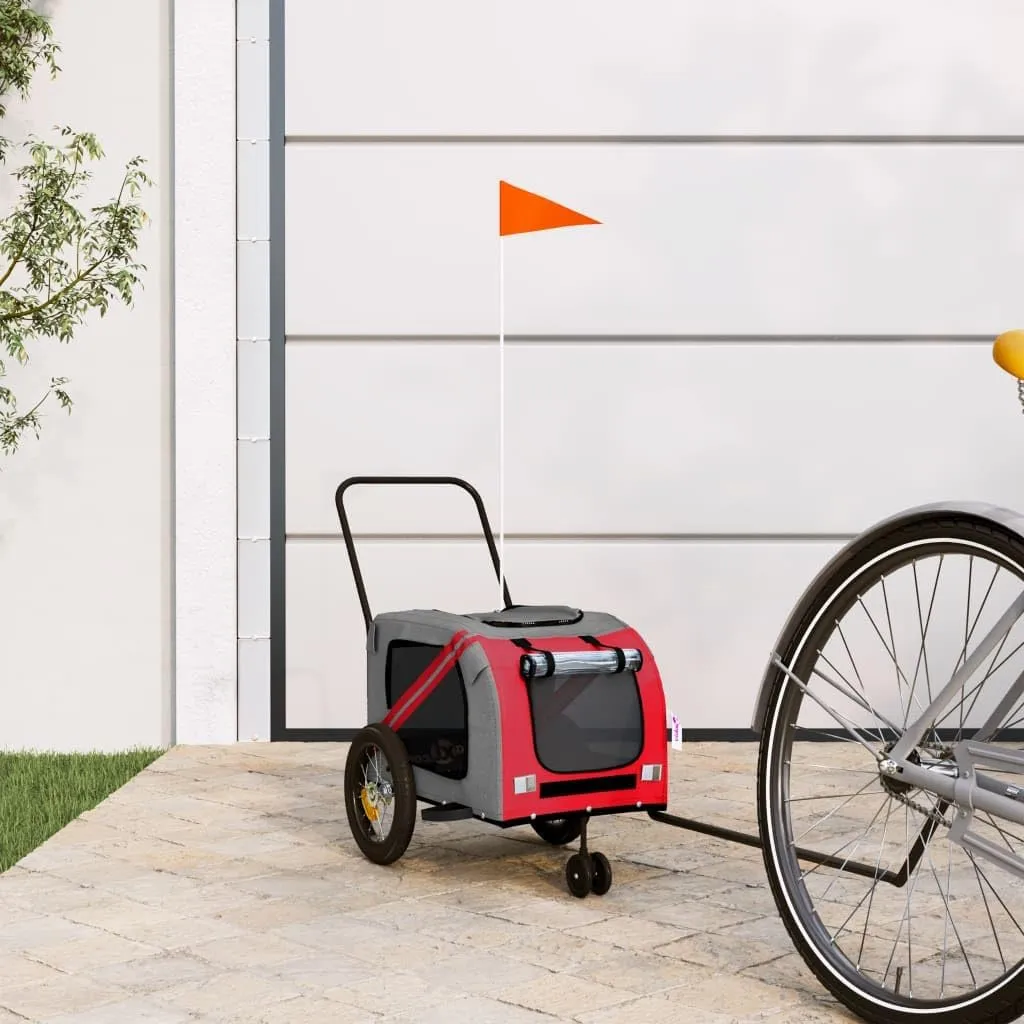 Comfortable and Convenient Pet Bike Trailer for Outdoor Adventures, Durable Fabric and Iron Construction, Red and Black
