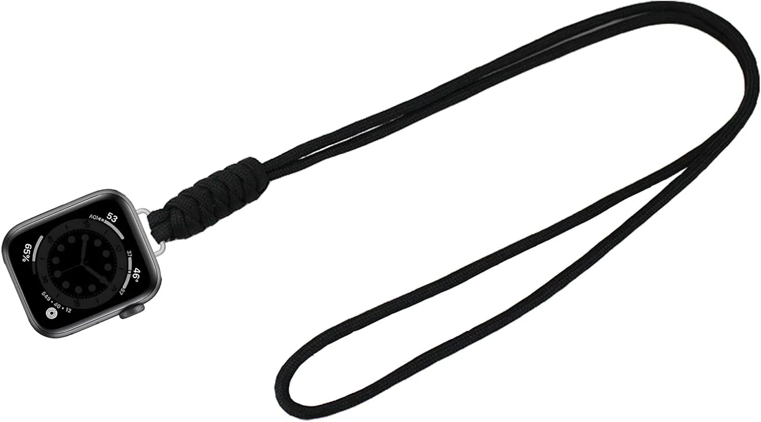 Compatible with Apple Watch Necklace Adapter Pendant, Nylon Weave Chain Compatible with Apple Watch Series 10, Ultra 2, SE, Ultra 9 8 7 6 5 4 38mm 40mm 41mm 42mm 44mm 45mm 46mm 49mm Women Men, Necklace Lanyard Chain Connector for iWatch
