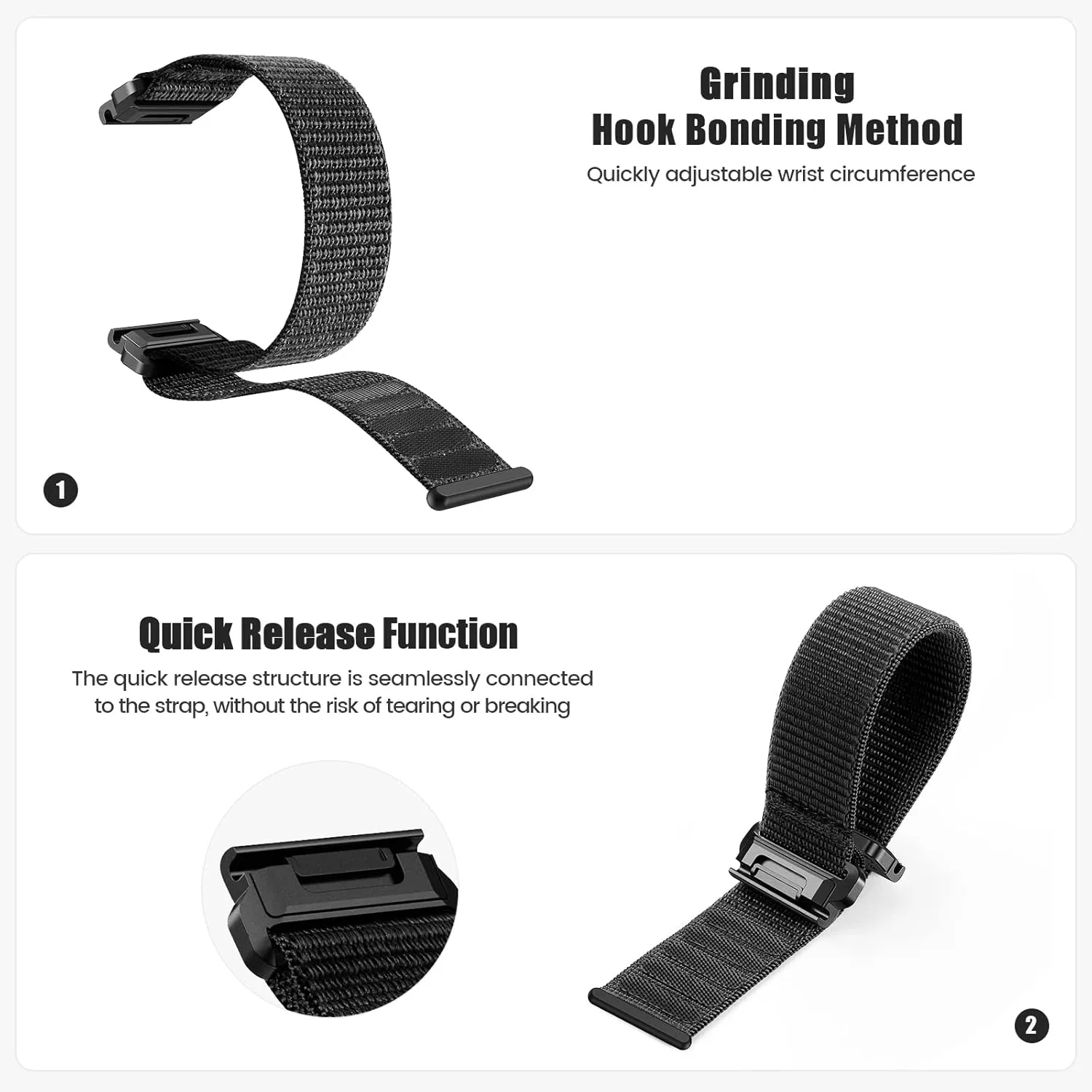 Compatible with Garmin Fenix 8 51mm/Fenix 7X/6X/6X Pro/5X/5X Plus, 26mm Nylon Velcro Quick Easy Fit Watch Band Breathable Adjustable Strap Replacement for Garmin Descent MK1/D2 Delta PX/D2 Charlie