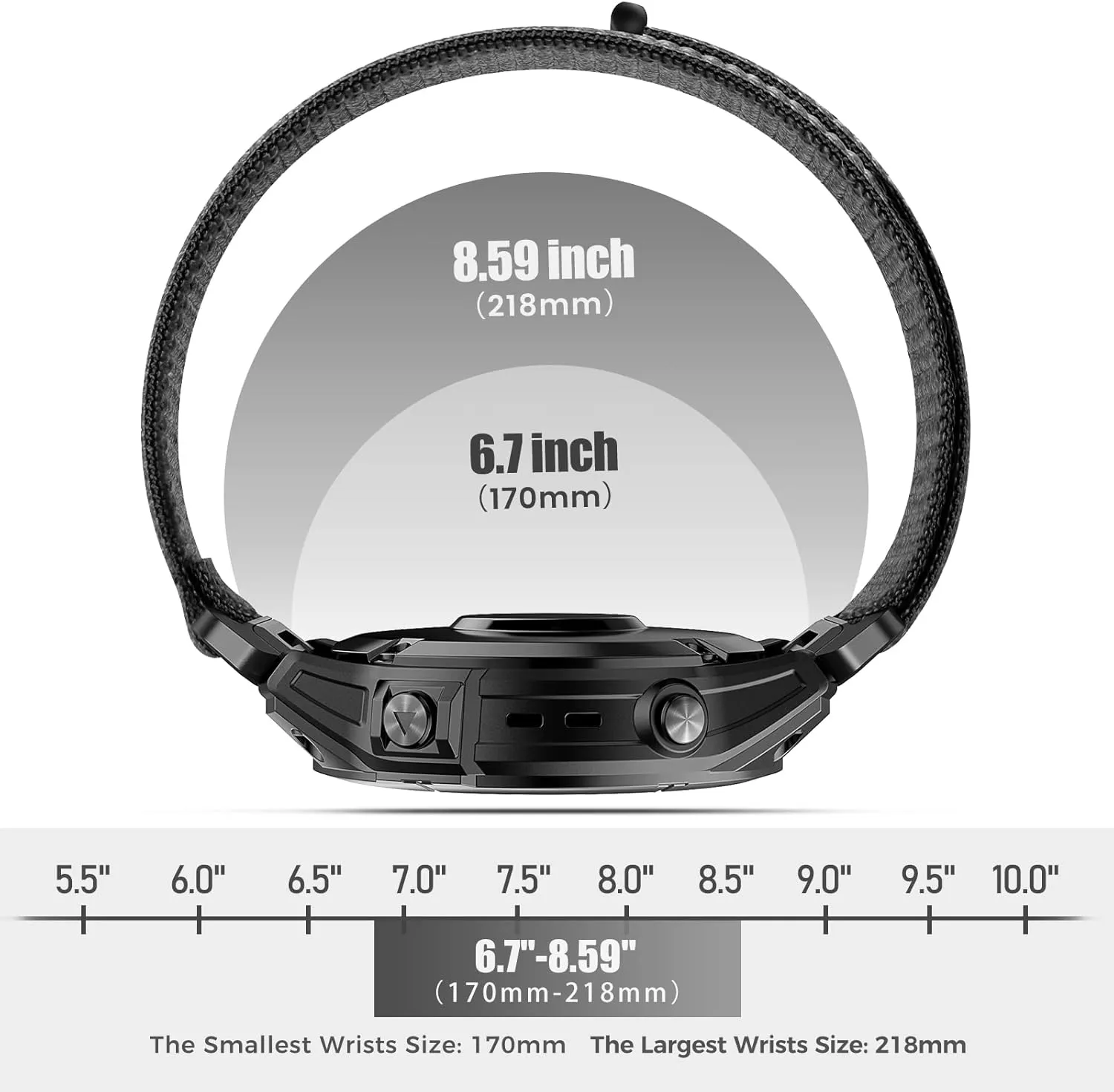 Compatible with Garmin Fenix 8 51mm/Fenix 7X/6X/6X Pro/5X/5X Plus, 26mm Nylon Velcro Quick Easy Fit Watch Band Breathable Adjustable Strap Replacement for Garmin Descent MK1/D2 Delta PX/D2 Charlie