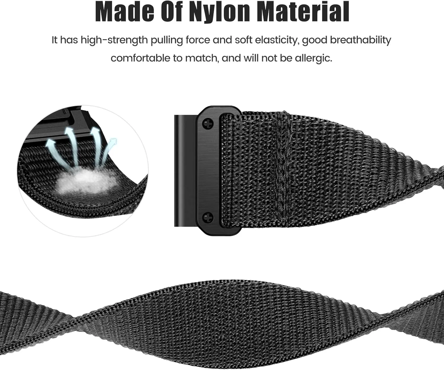 Compatible with Garmin Fenix 8 51mm/Fenix 7X/6X/6X Pro/5X/5X Plus, 26mm Nylon Velcro Quick Easy Fit Watch Band Breathable Adjustable Strap Replacement for Garmin Descent MK1/D2 Delta PX/D2 Charlie