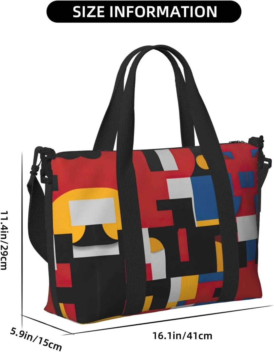Composition In Red Yellow Travel Duffel Bag Carry On Tote Bags For Men,Weekender Overnight Bag,Sports Tote Gym Bag