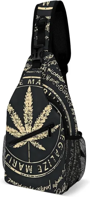 Cool Vintage Weed Marijuana Smoke Sling Bags Men And Women Shoulder Backpack Chest Bag Cross Body Chest Sling Backpack., 15x8x4in
