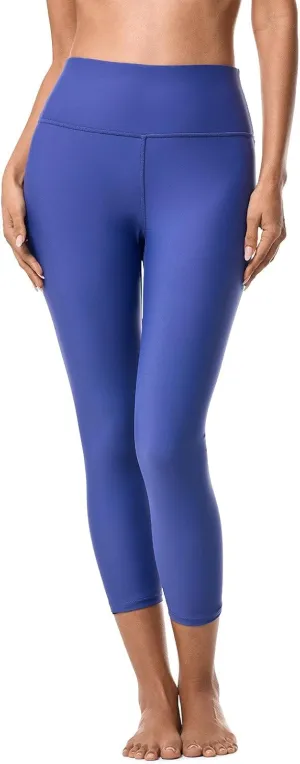 Coolibar UPF 50  Women's Ocean Sculpt High Rise Swim Capri - Sun Protective (X-Large- Future Dusk)