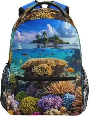 Coral Reef Landscape Backpack Daypack Shoulder Bag Book Bag Lightweight Back Pack 11.4 ×16 In