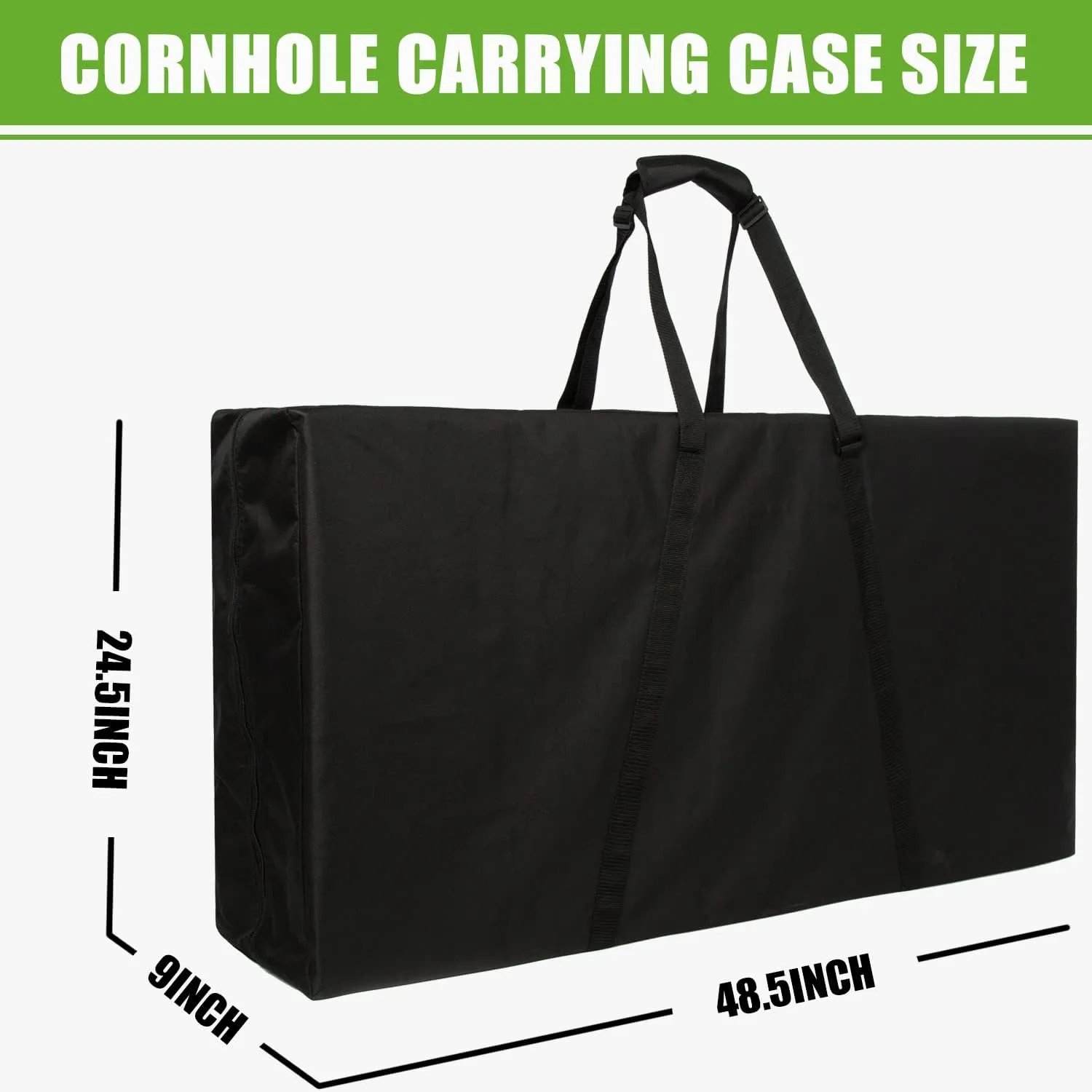 Cornhole Carrying Case for Cornhole Boards with Protective Padded Foam and Adjustable Shoulder Strap. (DK BLK, 4' x 2' Padded Cornhole carrying Case)