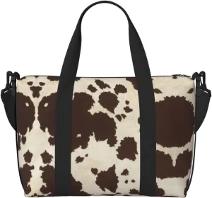 Cow Fur Print Print Portable Travel Duffel Bag,Ideal For Business And Private Travel