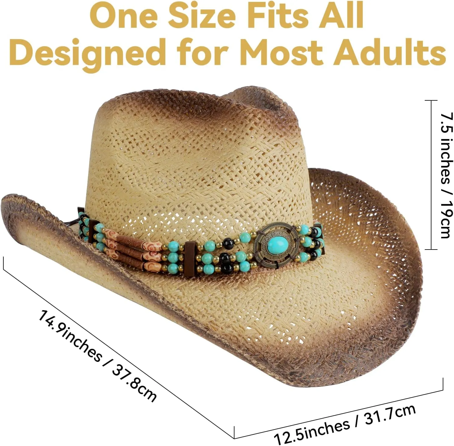 Cowboy Hat,Cowgirl Hat,Cowboy Hats for Women/Mens/Straw Wide with Shapeable Brim Western Cowboy Hat for Womens