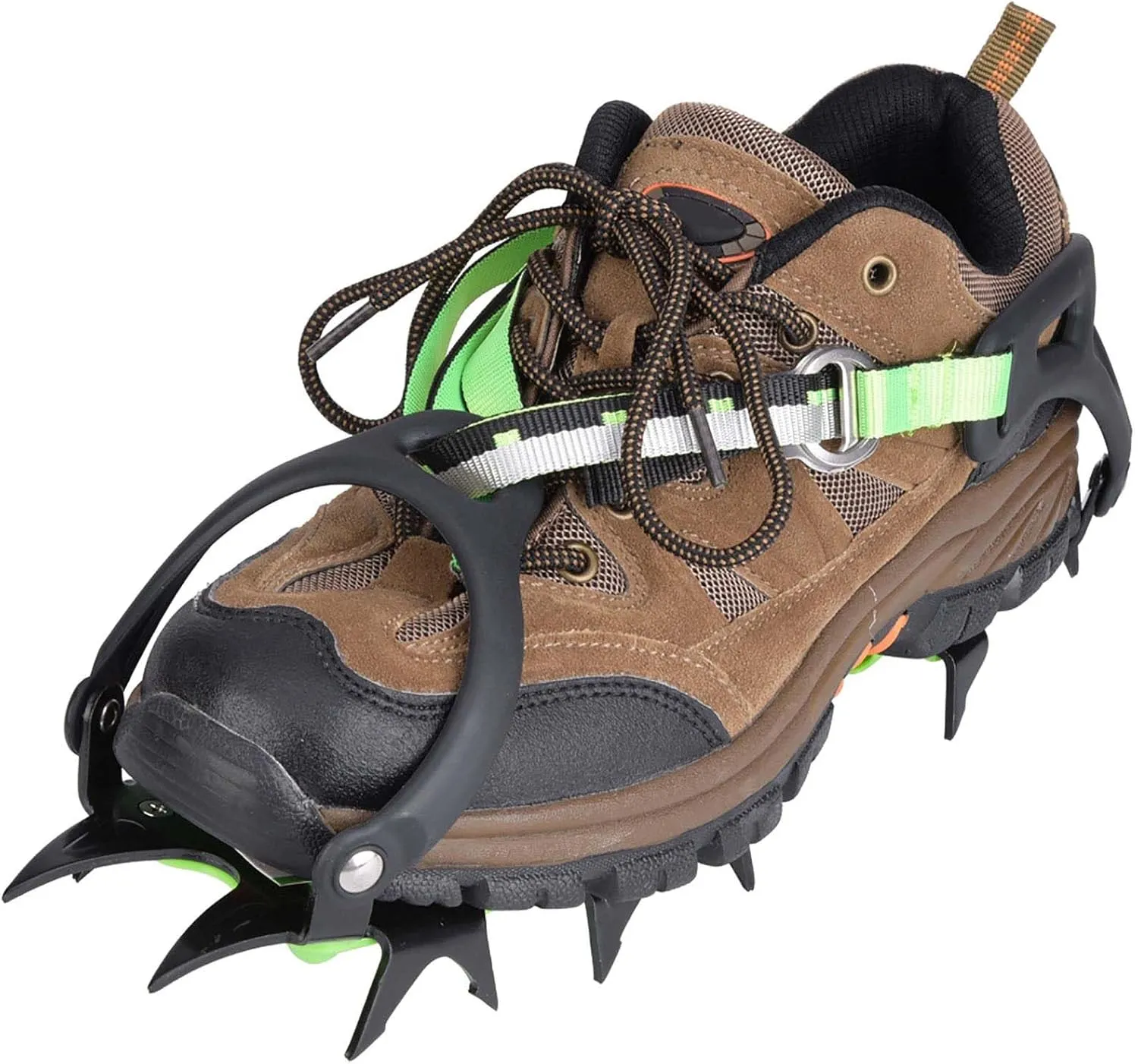 Crampons with 14 Teeth Ice Grips for Snow Climbing, Cold TPU Material, Storage Bag Included, 1 Pair in Yellow