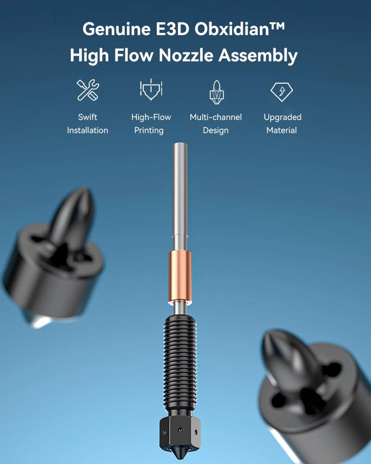 Creality Official E3D Obxidian™ High Flow Nozzle, Support Maximum Flow Rate of 42mm³/s by Multi-Channel Design, Integrated Design Quick-Swap Nozzle for K1C, Ender 3 V3, Ender 3 V3 Plus, K1 Max, K1