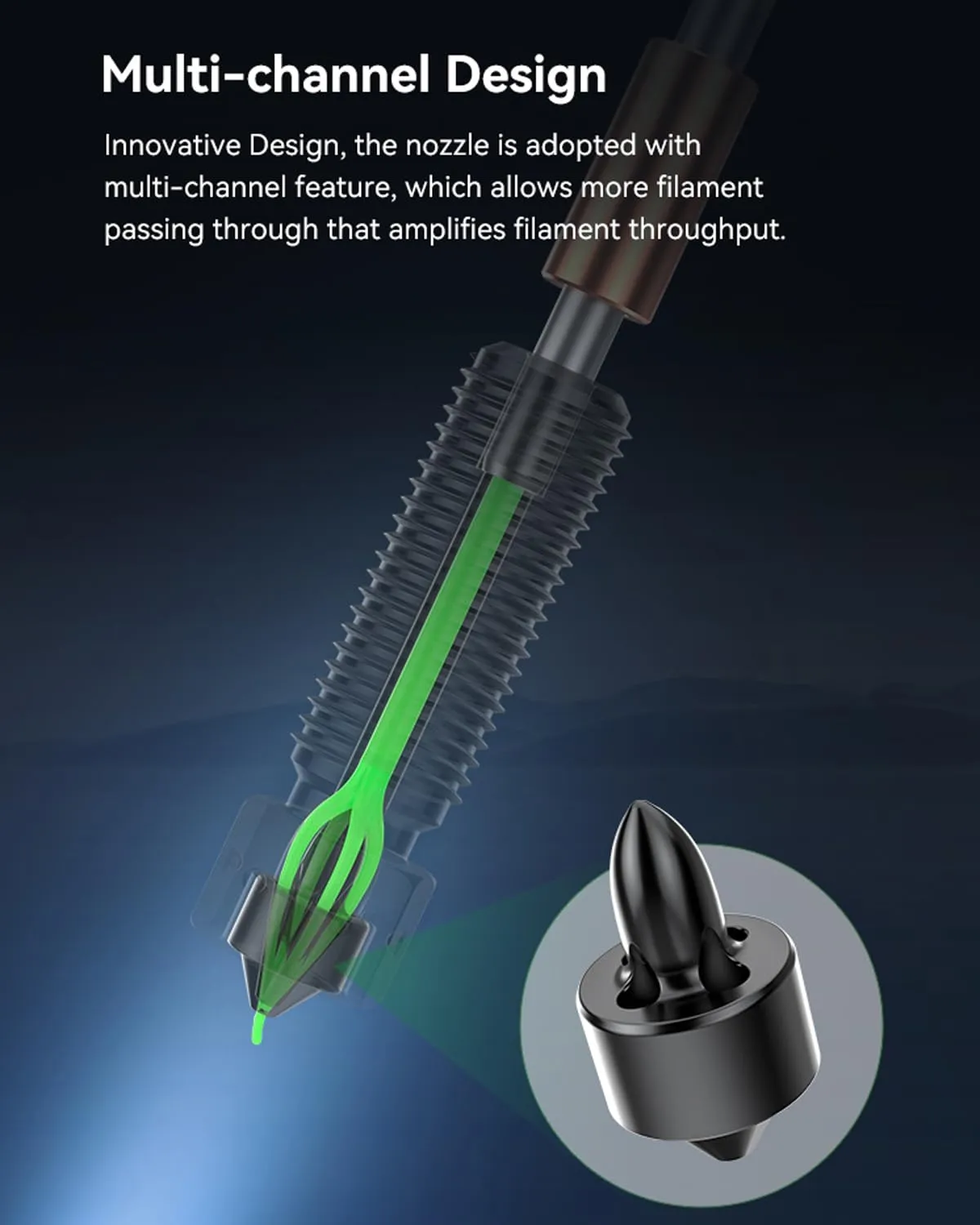 Creality Official E3D Obxidian™ High Flow Nozzle, Support Maximum Flow Rate of 42mm³/s by Multi-Channel Design, Integrated Design Quick-Swap Nozzle for K1C, Ender 3 V3, Ender 3 V3 Plus, K1 Max, K1