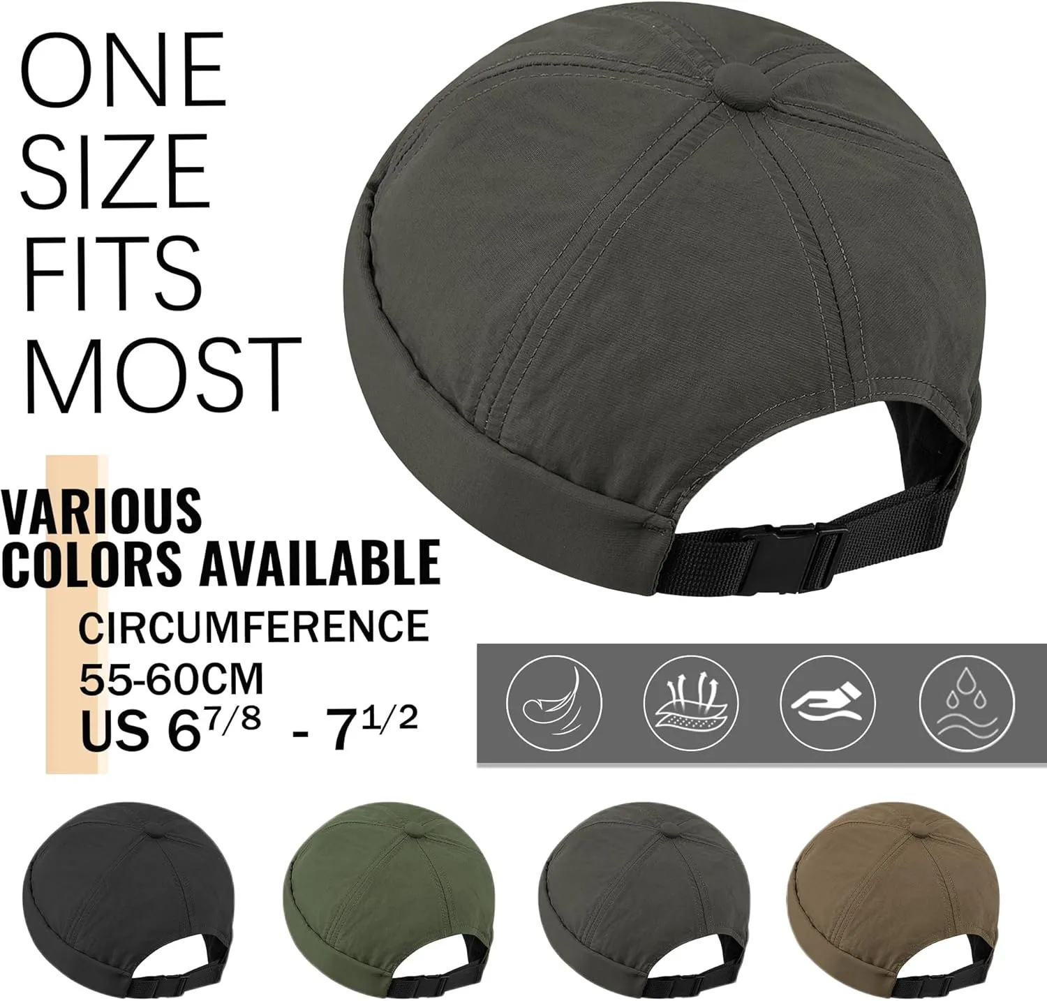 Croogo Quick Dry Brimless Hat Lightweight Daily Beanie Mesh Beanie Docker Cap Sailor Rolled Cuff Harbour Hat Casual Skullcap
