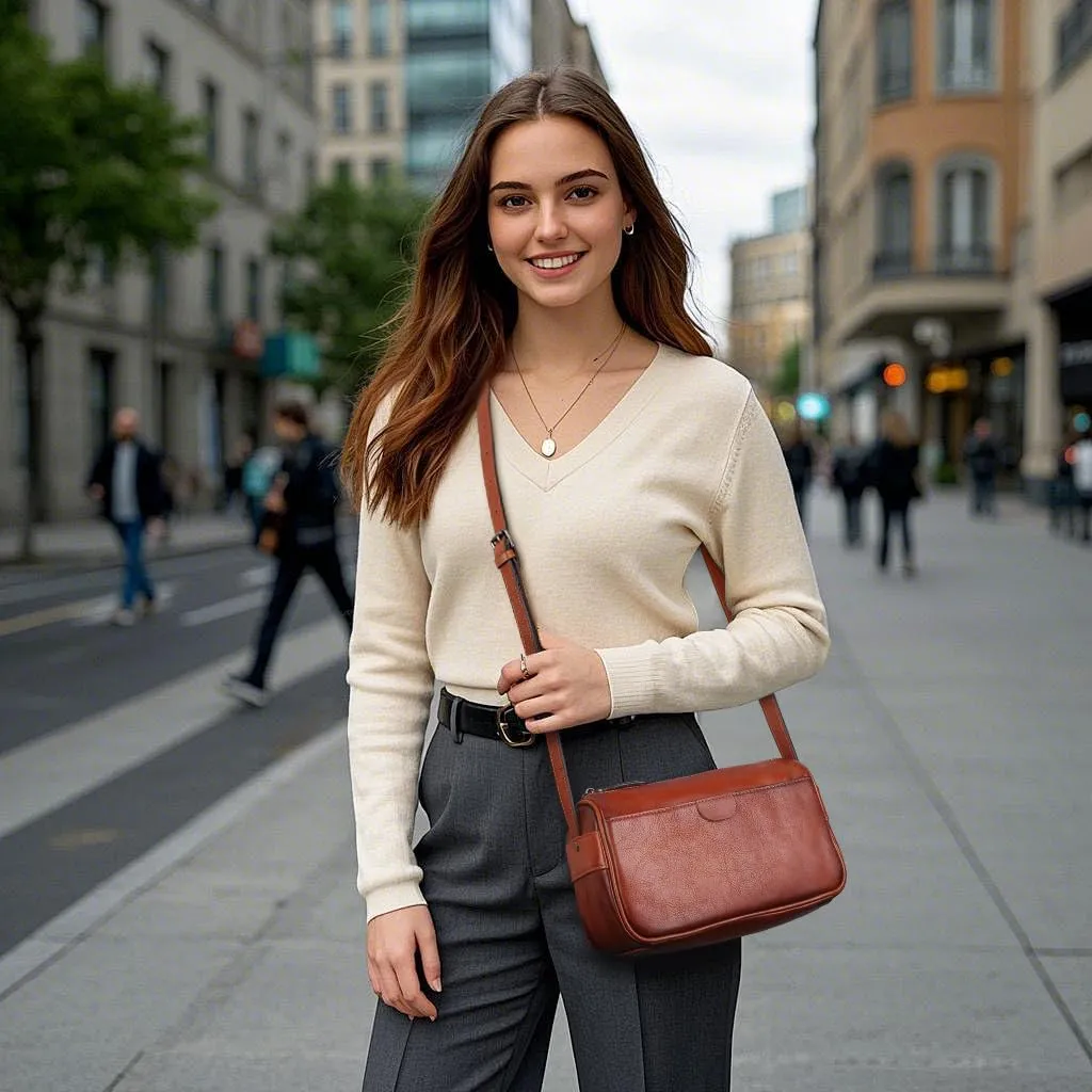 Crossbody Bags for Women Genuine Leather Crossbody Purse Shoulder Bag Small Handbags Purses Daily Essentials Pouch
