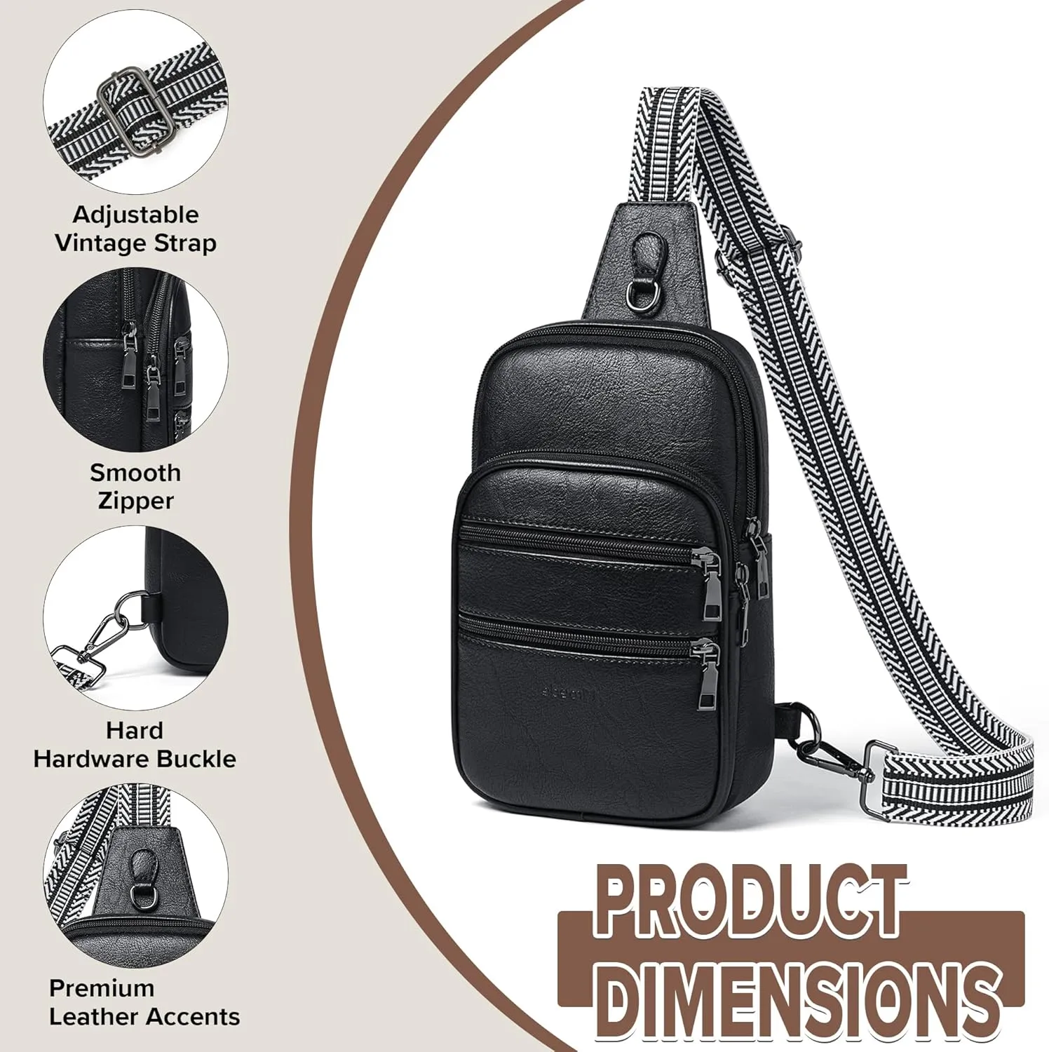 Crossbody Bags for Women Men Sling Bag 5 Pockets Fanny Pack Sling Backpack Chest Daypack Travel Purse Anti Theft