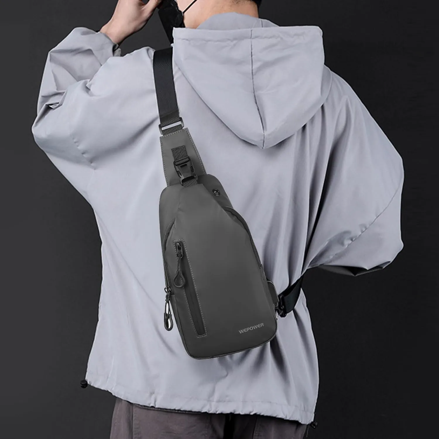 Crossbody Sling Backpack, Mens Cross Body Chest Bag Travel Hiking Daypack Adjustable Shoulder Strap Bags