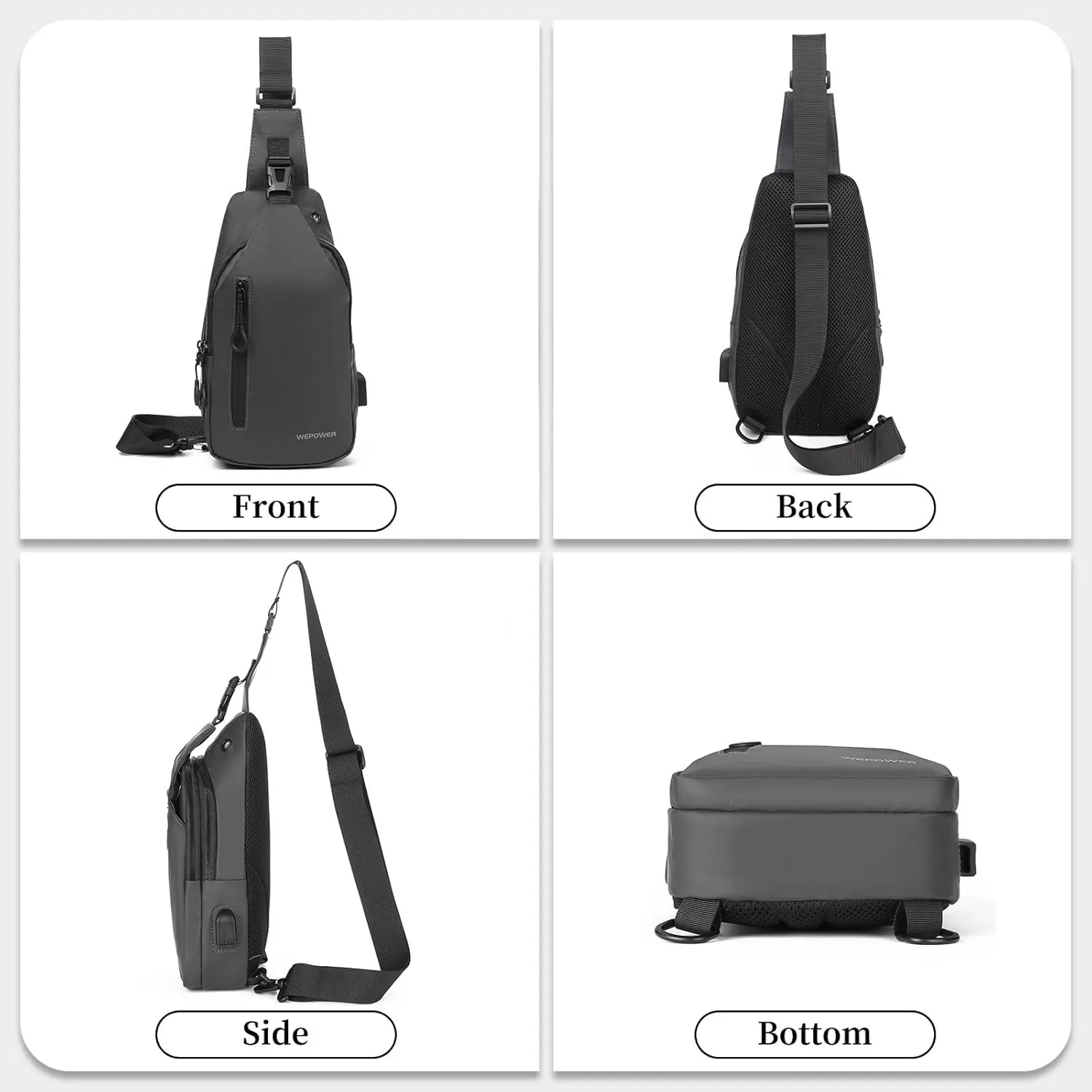 Crossbody Sling Backpack, Mens Cross Body Chest Bag Travel Hiking Daypack Adjustable Shoulder Strap Bags