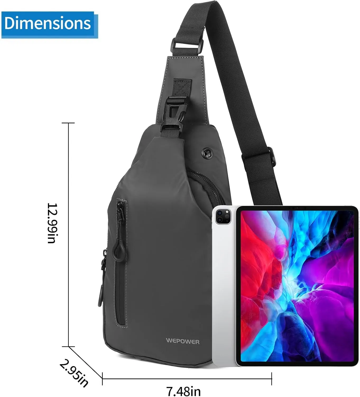 Crossbody Sling Backpack, Mens Cross Body Chest Bag Travel Hiking Daypack Adjustable Shoulder Strap Bags