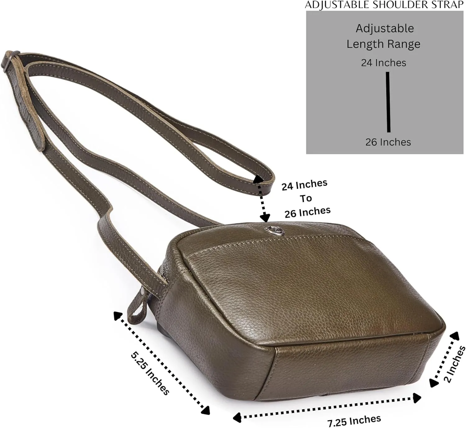Crossbody Sling Bag for Women Trendy Real Leather Purse Mini Soft Pebbled Crossover with Card Case