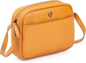 Crossbody Sling Bag for Women Trendy Real Leather Purse Mini Soft Pebbled Crossover with Card Case