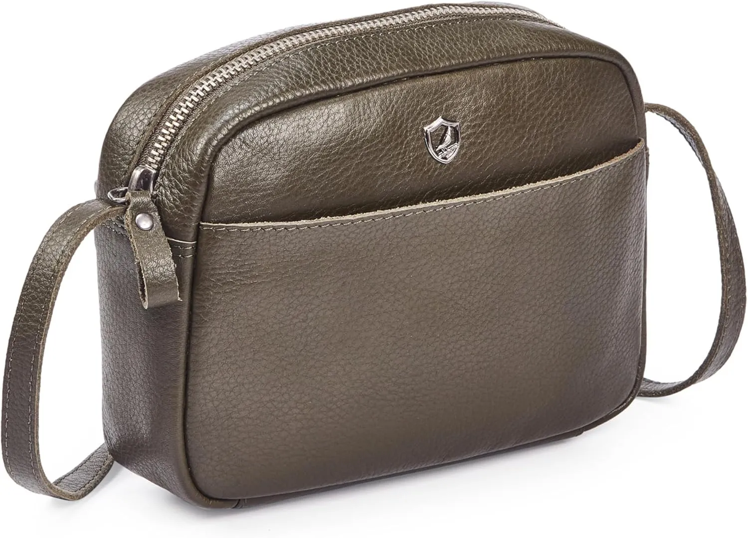 Crossbody Sling Bag for Women Trendy Real Leather Purse Mini Soft Pebbled Crossover with Card Case