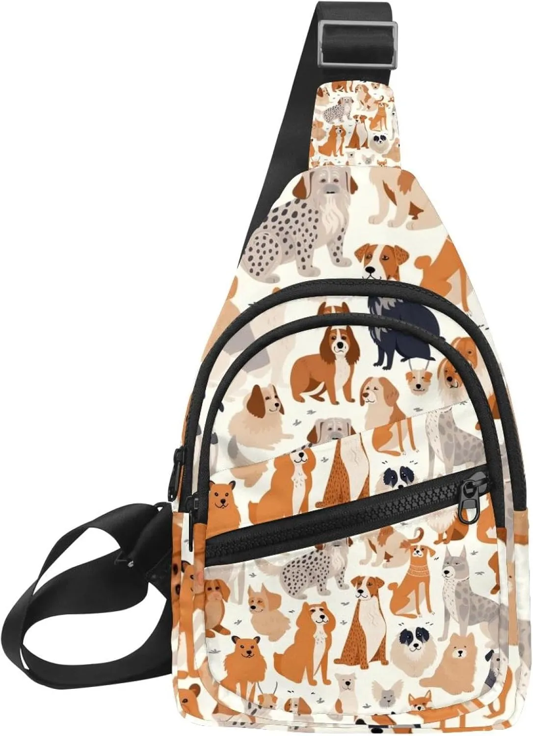 Crossbody Small Sling Bag Backpack for Women Men, Different Breeds of Dog Chest Daypack Crossbody Travel Sports Hiking