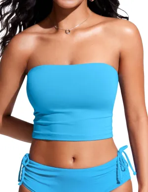 CRZ YOGA Womens Bandeau Bikini Tops Strapless Swimsuit Adjustable Spaghetti Straps Bathing Suit Crop Tankini Padded