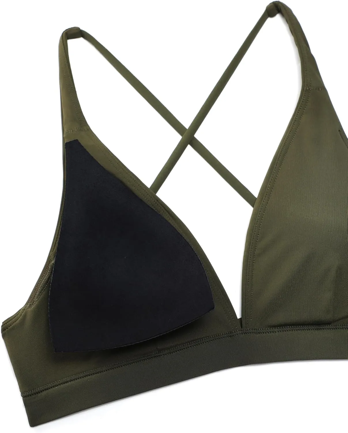 CRZ YOGA Womens V Neck Bikini Tops Criss Cross Back Sexy Swim Bathing Suit Bra Padded