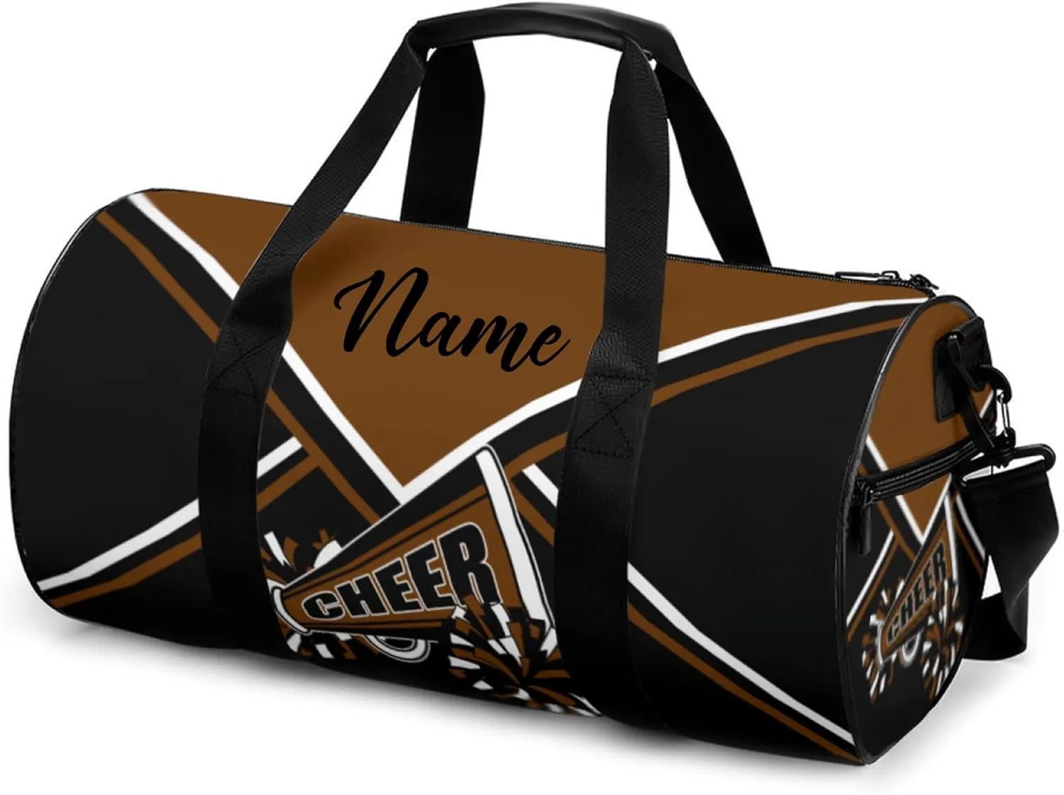 Custom Cheer Bags for Cheerleaders, Personalized Cheerleading Bag with Name Sports Duffle Bag Gym Travel Perform Training Bag (Brown)