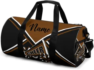Custom Cheer Bags for Cheerleaders, Personalized Cheerleading Bag with Name Sports Duffle Bag Gym Travel Perform Training Bag (Brown)