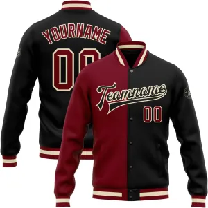 Custom Name Team Name Number Green Cream Fashion Jacket, Personalized Team Name Number Letterman Jacket Baseball Jacket