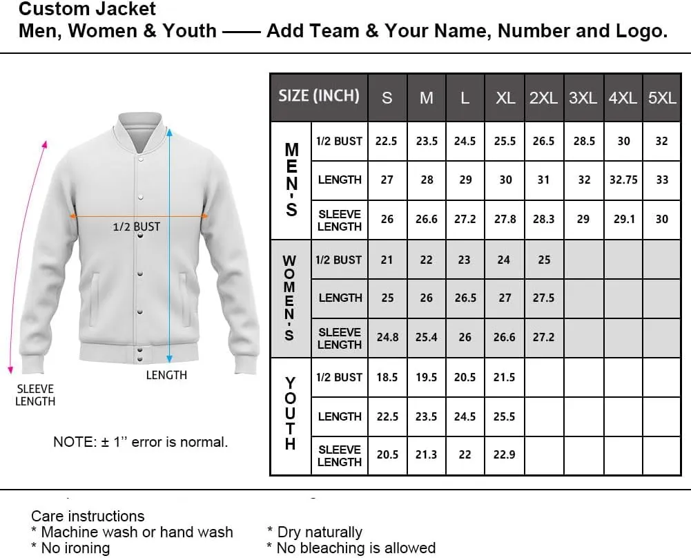 Custom Name Team Name Number Green Cream Fashion Jacket, Personalized Team Name Number Letterman Jacket Baseball Jacket