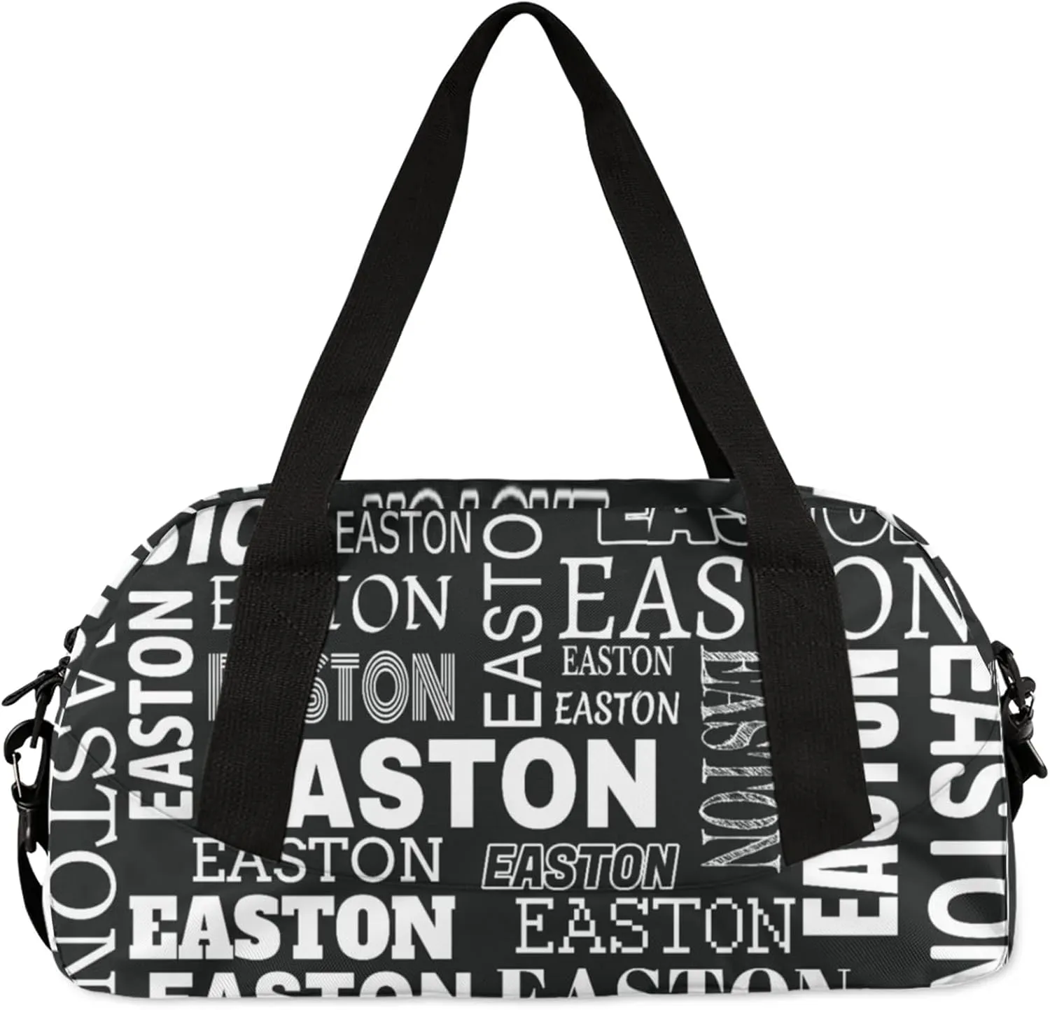 Custom Sport Gym Duffel Bag with Name Personalized Travel Overnight Bag Waterproof Customized Dance Bag Carry-On Tote 18.5in, Black