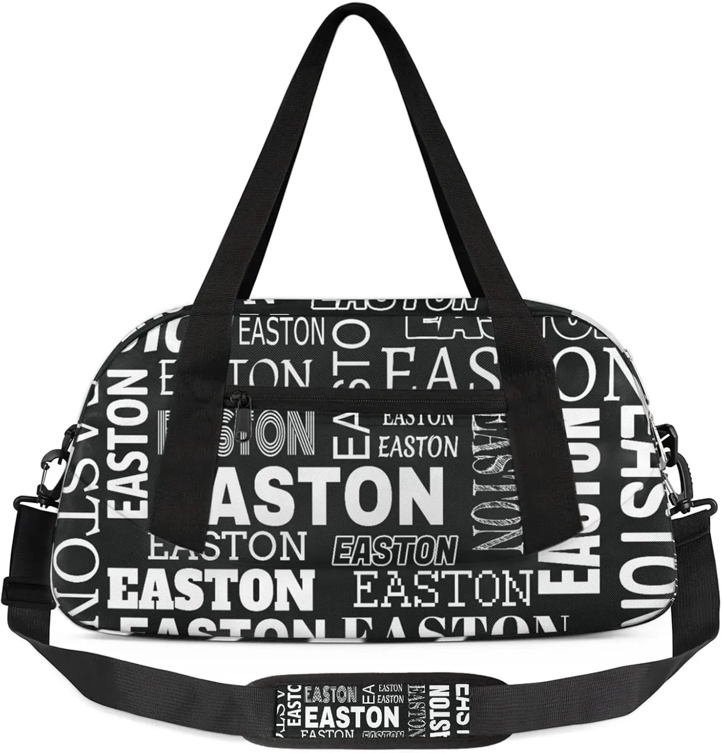 Custom Sport Gym Duffel Bag with Name Personalized Travel Overnight Bag Waterproof Customized Dance Bag Carry-On Tote 18.5in, Black