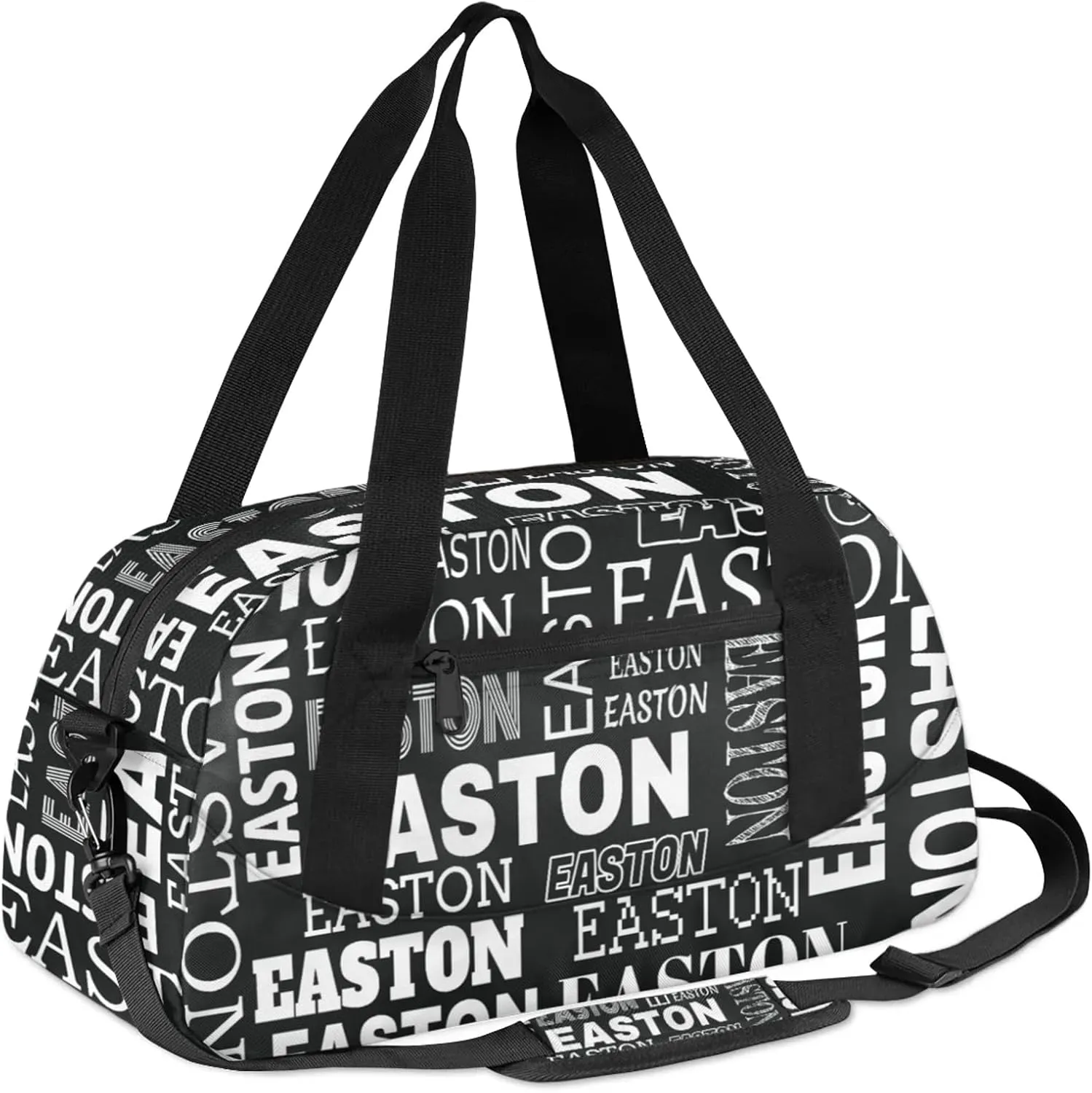 Custom Sport Gym Duffel Bag with Name Personalized Travel Overnight Bag Waterproof Customized Dance Bag Carry-On Tote 18.5in, Black