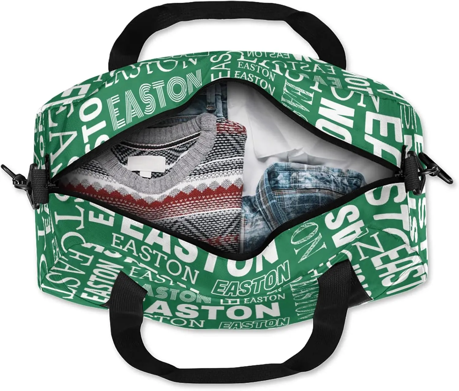 Custom Sport Gym Duffel Bag with Name Personalized Travel Overnight Bag Waterproof Customized Dance Bag Carry-On Tote 18.5in, Green