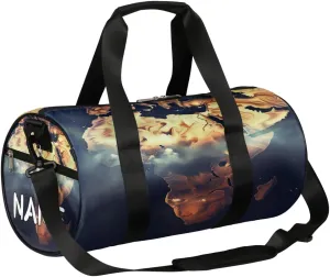 Customized Sports Gym Duffel Bag for Women & Men with Name,Egypt Africa Abstract Map Waterproof Personalized Tote Travel Beach Bag for Weekender Overnight Dance Carry-On Bag